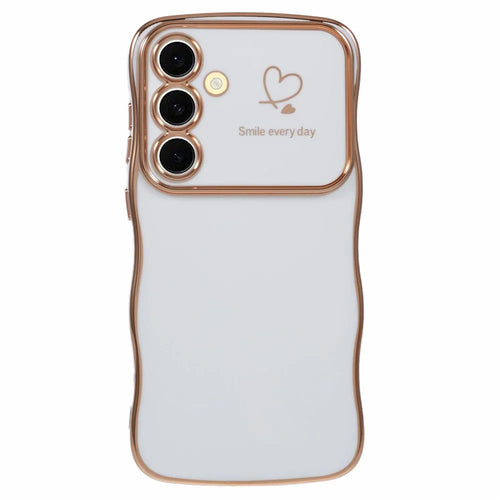 For Samsung Galaxy S23 FE Case Love Hearts TPU Phone Cover Curly Wave Frame Large Window - Ivory White - 1