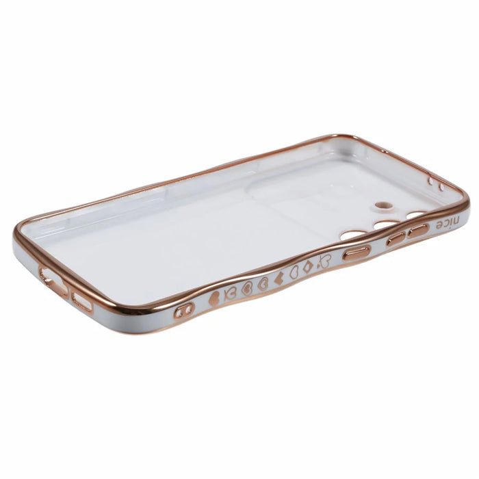 For Samsung Galaxy S23 FE Case Love Hearts TPU Phone Cover Curly Wave Frame Large Window - Ivory White - 4
