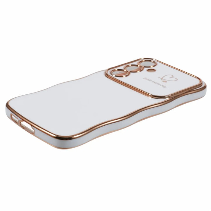 For Samsung Galaxy S23 FE Case Love Hearts TPU Phone Cover Curly Wave Frame Large Window - Ivory White - 5