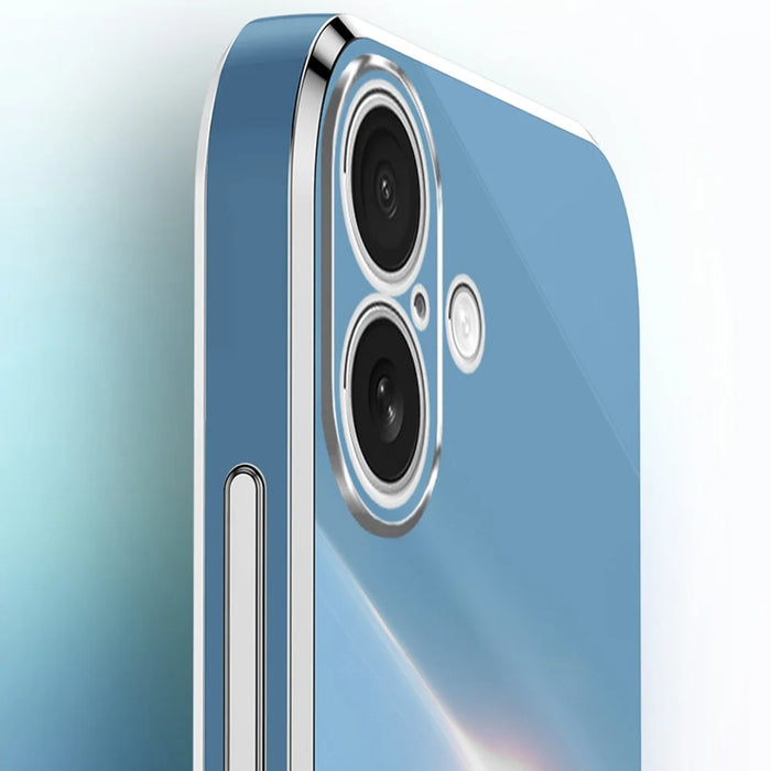 XINLI For iPhone 16 Plus Case Ring Kickstand Electroplating TPU Phone Cover - Cyan - 5