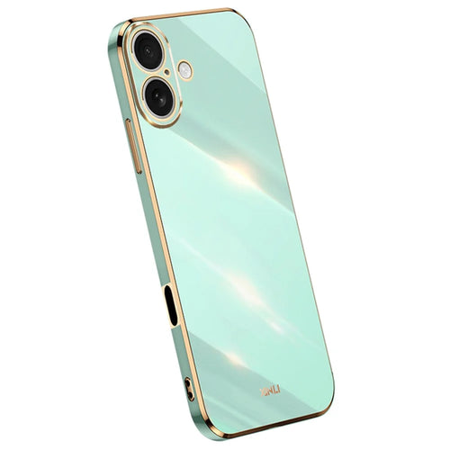 XINLI For iPhone 16 Case TPU Phone Cover with Electroplating Frame - Cyan - 1