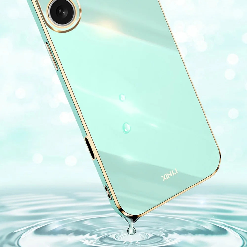 XINLI For iPhone 16 Case TPU Phone Cover with Electroplating Frame - Cyan - 3