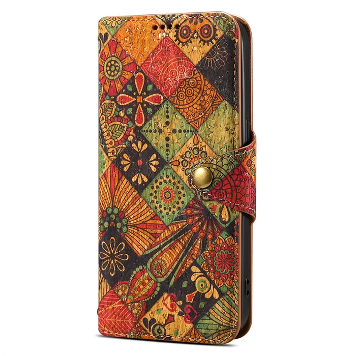 For iPhone 16 Pro Case Flower Printing Stand PU Leather Protective Phone Cover - Autumn - 4