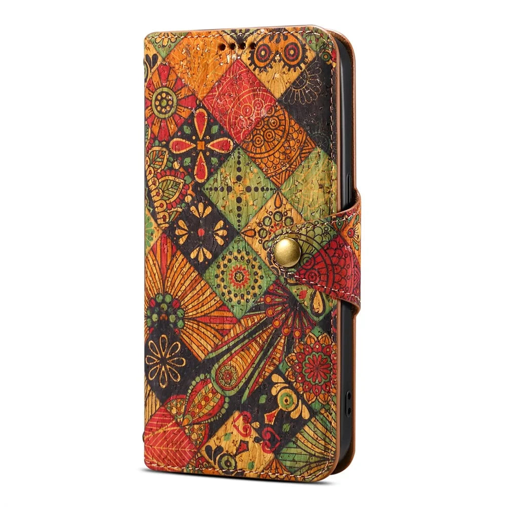 For iPhone 16 Case Flower Printing Stand PU Leather Protective Phone Cover - Autumn - 4