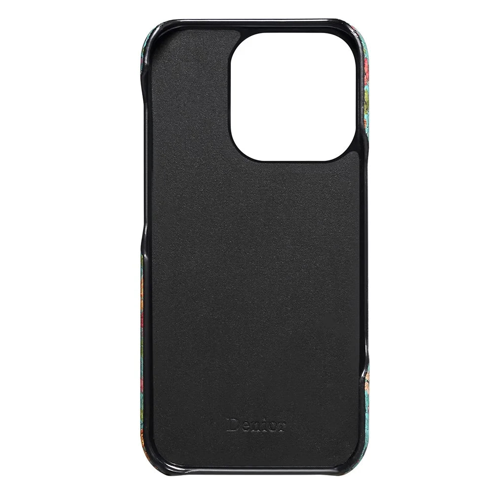DENIOR For iPhone 16 Pro Case Pattern Printed PU Leather+PC Phone Cover - Blue - 3
