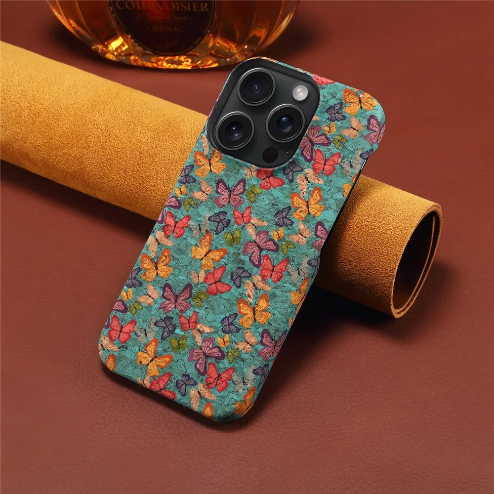 DENIOR For iPhone 16 Pro Case Pattern Printed PU Leather+PC Phone Cover - Blue - 5