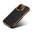 DENIOR For iPhone 16 Pro Max Case Genuine Cow Leather Coated PC+TPU Electroplating Phone Cover - Black - 2