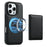 DENIOR For iPhone 16 Pro Max Magnetic Case Carbon Fiber Texture Leather Back Cover with Detachable Card Bag - Black - 1