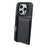 DENIOR For iPhone 16 Pro Max Magnetic Case Carbon Fiber Texture Leather Back Cover with Detachable Card Bag - Black - 4