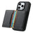DENIOR For iPhone 16 Pro Max Magnetic Case Carbon Fiber Texture Leather Back Cover with Detachable Card Bag - Black - 5