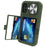 For iPhone 16 Case Card Holder Mirror PC+TPU Phone Shell with Lens Cover - Army Green - 1