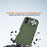 For iPhone 16 Case Card Holder Mirror PC+TPU Phone Shell with Lens Cover - Army Green - 2