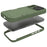 For iPhone 16 Case Card Holder Mirror PC+TPU Phone Shell with Lens Cover - Army Green - 3