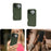 For iPhone 16 Case Card Holder Mirror PC+TPU Phone Shell with Lens Cover - Army Green - 4