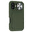 For iPhone 16 Case Card Holder Mirror PC+TPU Phone Shell with Lens Cover - Army Green - 5