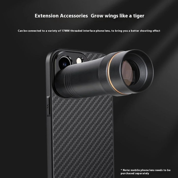 For iPhone 15 Pro Max Case PC+TPU+Aluminium Alloy Phone Cover with 17mm Lens Backplate - Black - 4