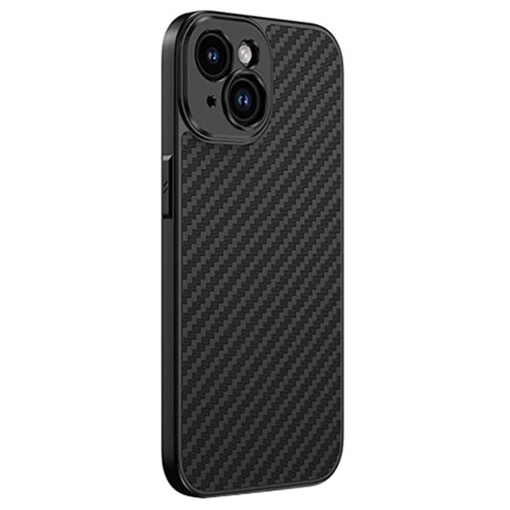For iPhone 15 Case PC+TPU+Aluminium Alloy Phone Cover with 17mm Lens Backplate - Black - 1