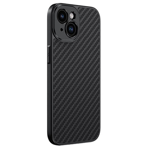 For iPhone 15 Case PC+TPU+Aluminium Alloy Phone Cover with 17mm Lens Backplate - Black - 1