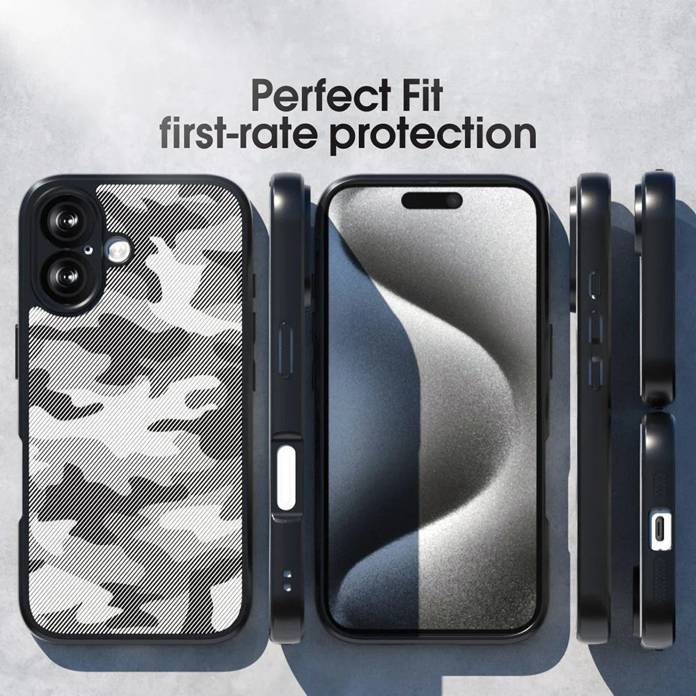IBMRS For iPhone 16 Case TPU + PC Heavy Duty Shockproof Phone Cover Camera Protection - Artistic Camouflage - 7