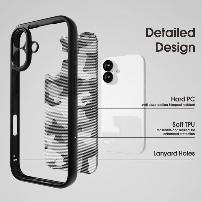 IBMRS For iPhone 16 Plus Case TPU + PC Heavy Duty Shockproof Phone Cover Camera Protection - Artistic Camouflage - 6