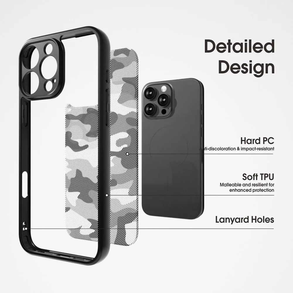 IBMRS For iPhone 16 Pro Case TPU + PC Heavy Duty Shockproof Phone Cover Camera Protection - Artistic Camouflage - 6