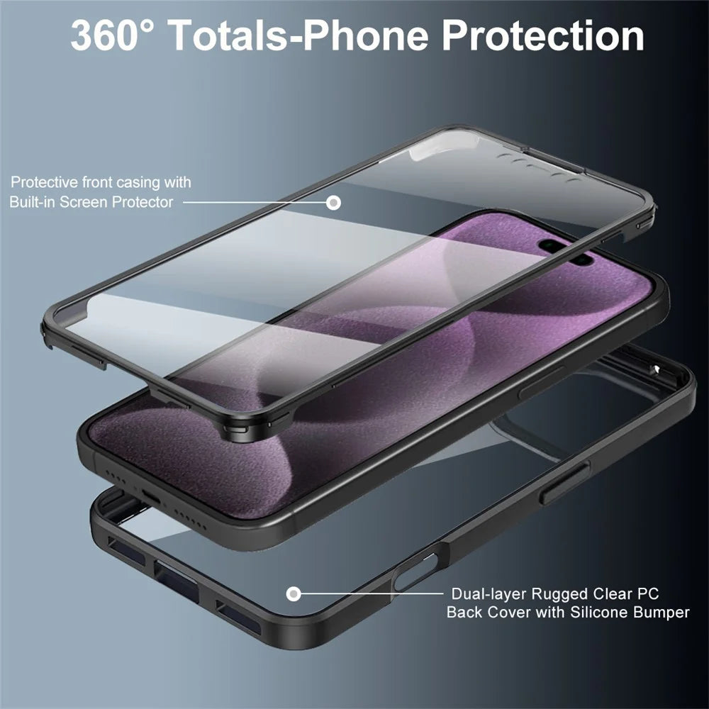 For iPhone 16 Pro Case Acrylic+TPU Clear Phone Cover with PET Screen Film - Black - 2