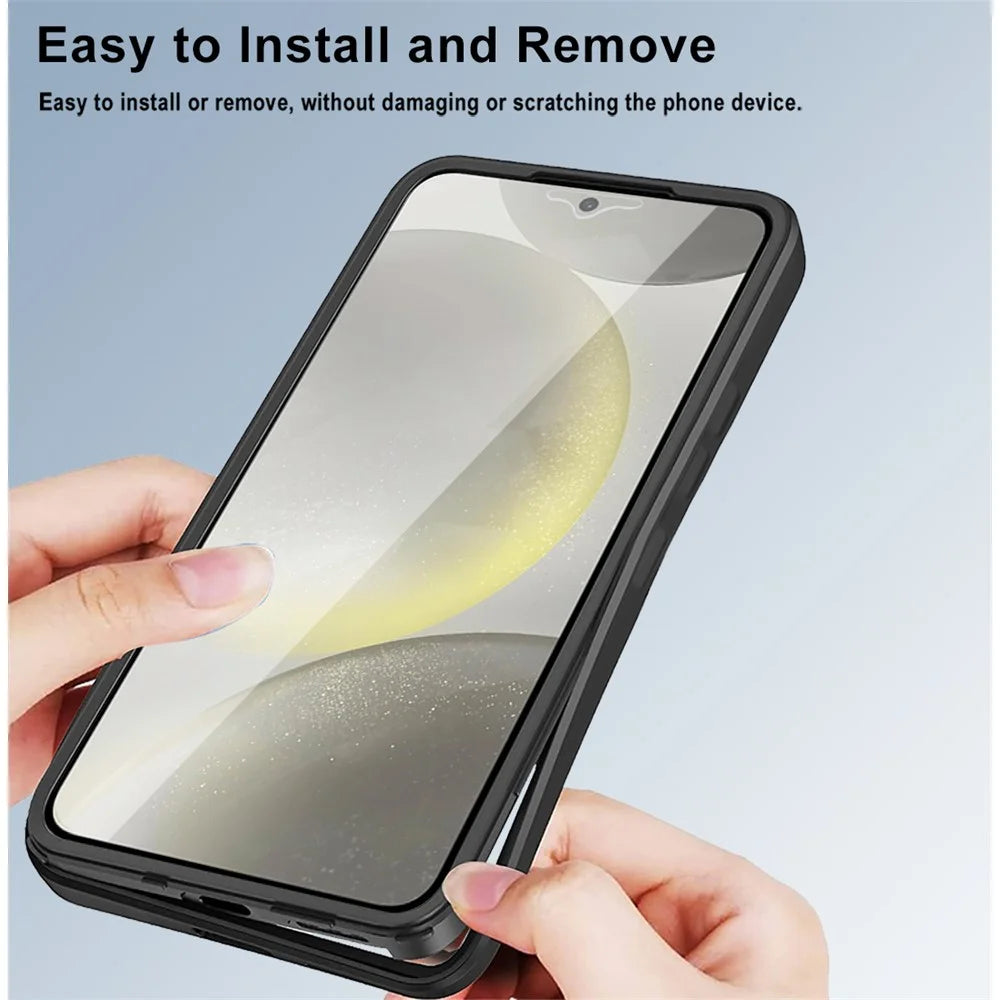 For Samsung Galaxy S24 FE Case Acrylic+TPU Clear Phone Cover with PET Screen Film - Black - 4