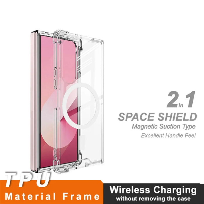 IMAK For Samsung Galaxy Z Fold6 5G Clear Case Magnetic Case Shockproof PC+TPU Phone Cover - 3