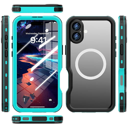 REDPEPPER D-UP Series For iPhone 16 Plus Case IP68 Waterproof Clear Back Panel Phone Cover Compatible with MagSafe - Blue - 2