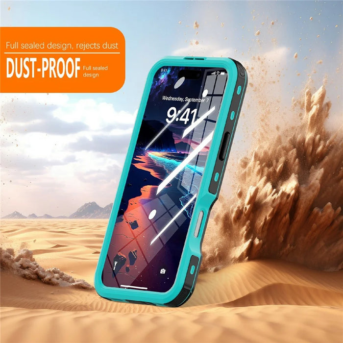 REDPEPPER D-UP Series For iPhone 16 Plus Case IP68 Waterproof Clear Back Panel Phone Cover Compatible with MagSafe - Blue - 5