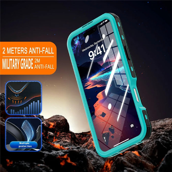 REDPEPPER D-UP Series For iPhone 16 Plus Case IP68 Waterproof Clear Back Panel Phone Cover Compatible with MagSafe - Blue - 6