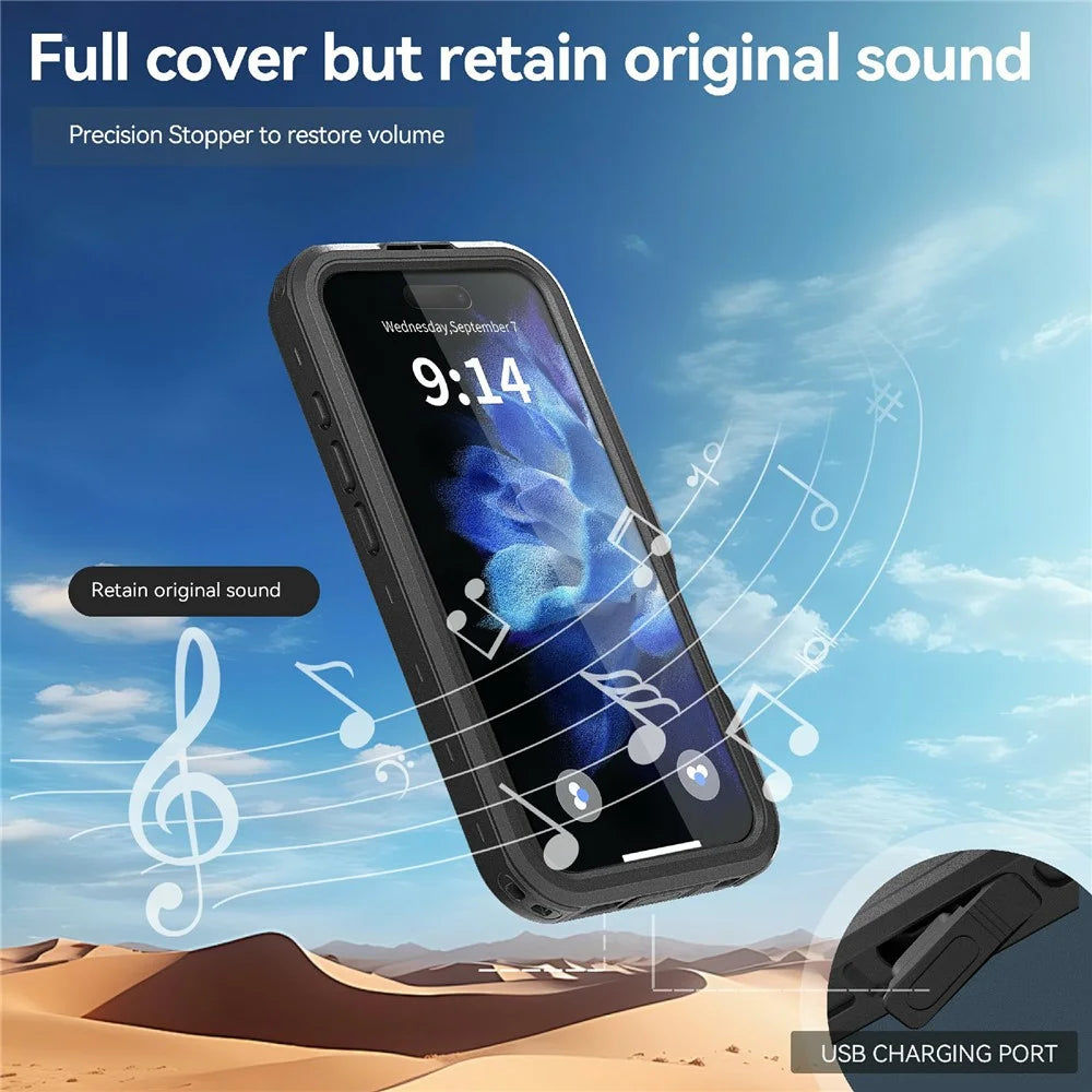 REDPEPPER D-UP Series For iPhone 16 Pro Case IP68 Waterproof Clear Back Panel Phone Cover Compatible with MagSafe - Black - 4