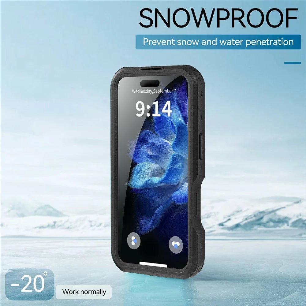 REDPEPPER D-UP Series For iPhone 16 Pro Case IP68 Waterproof Clear Back Panel Phone Cover Compatible with MagSafe - Black - 7