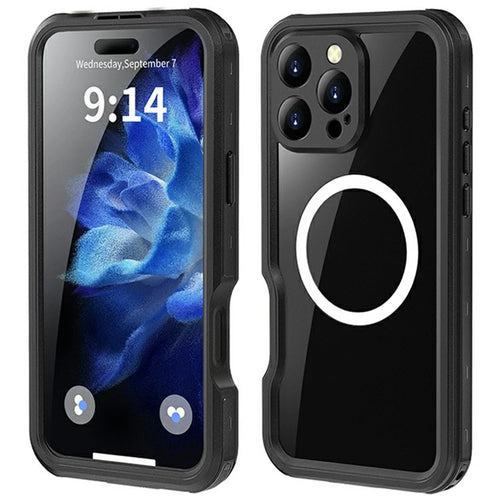 REDPEPPER D-UP Series For iPhone 16 Pro Max Case IP68 Waterproof Clear Back Panel Phone Cover Compatible with MagSafe - Black - 1