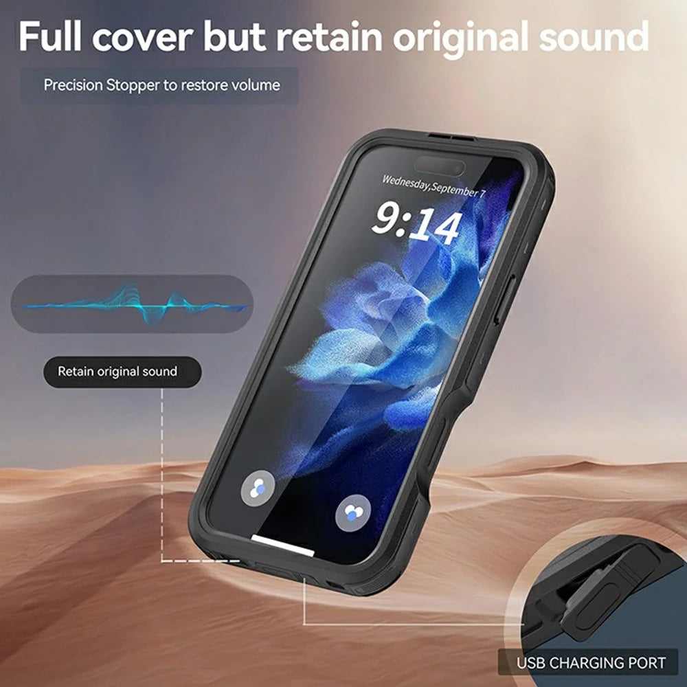 REDPEPPER D-UP Series For iPhone 16 Pro Max Case IP68 Waterproof Clear Back Panel Phone Cover Compatible with MagSafe - Black - 4