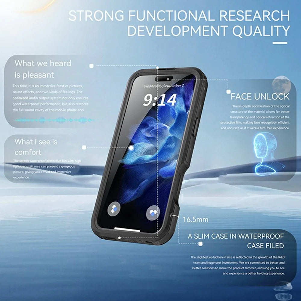 REDPEPPER D-UP Series For iPhone 16 Pro Max Case IP68 Waterproof Clear Back Panel Phone Cover Compatible with MagSafe - Black - 5