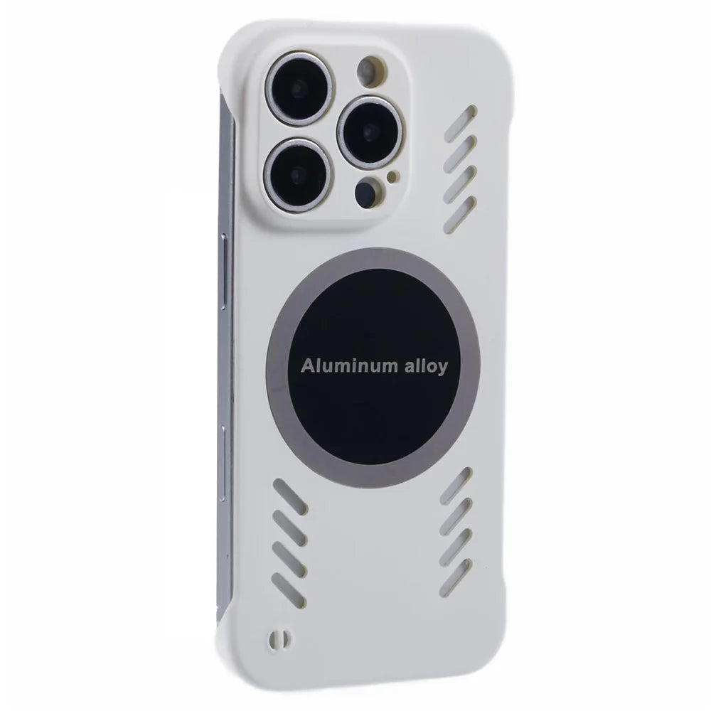 For iPhone 15 Pro Case Hard PC Frameless Heat Dissipation Phone Cover - White - 1