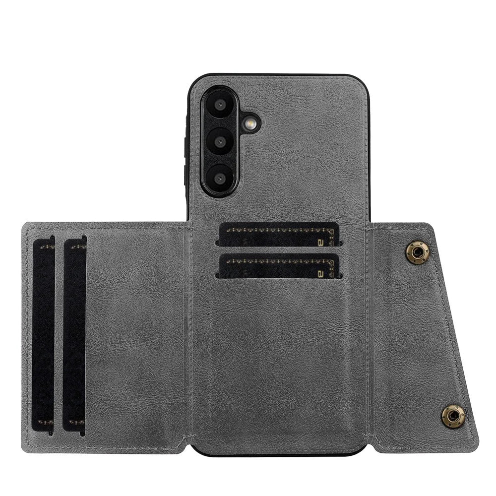 For Samsung Galaxy A16 5G / A16 4G Case Card Slots Kickstand Leather + TPU Phone Cover - Grey - 3