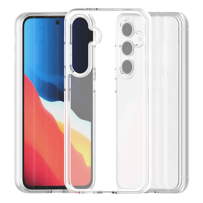 For Samsung Galaxy S24 FE Case PC + TPU Shockproof Clear Phone Cover - Transparent White - 2