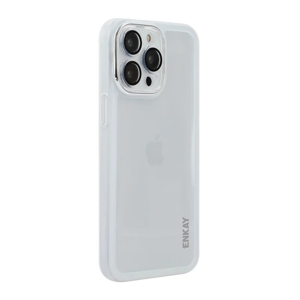 ENKAY HAT PRINCE For iPhone 16 Pro   Case Matte TPU Phone Cover with Lens Film - White - 1