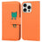 For iPhone 16 Pro Case Cartoon Pattern Wallet Leather Phone Cover - Orange - 1
