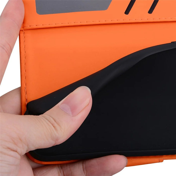 For iPhone 16 Case Cartoon Pattern Wallet Leather Phone Cover - Orange - 6