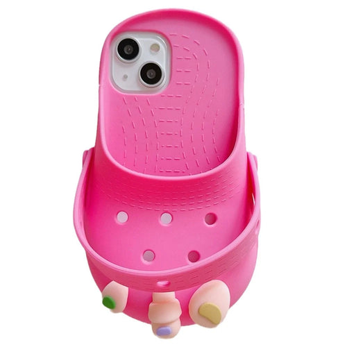 For iPhone 15 Case Cute Sandal-Shaped Design Silicone Phone Cover - Rose - 1
