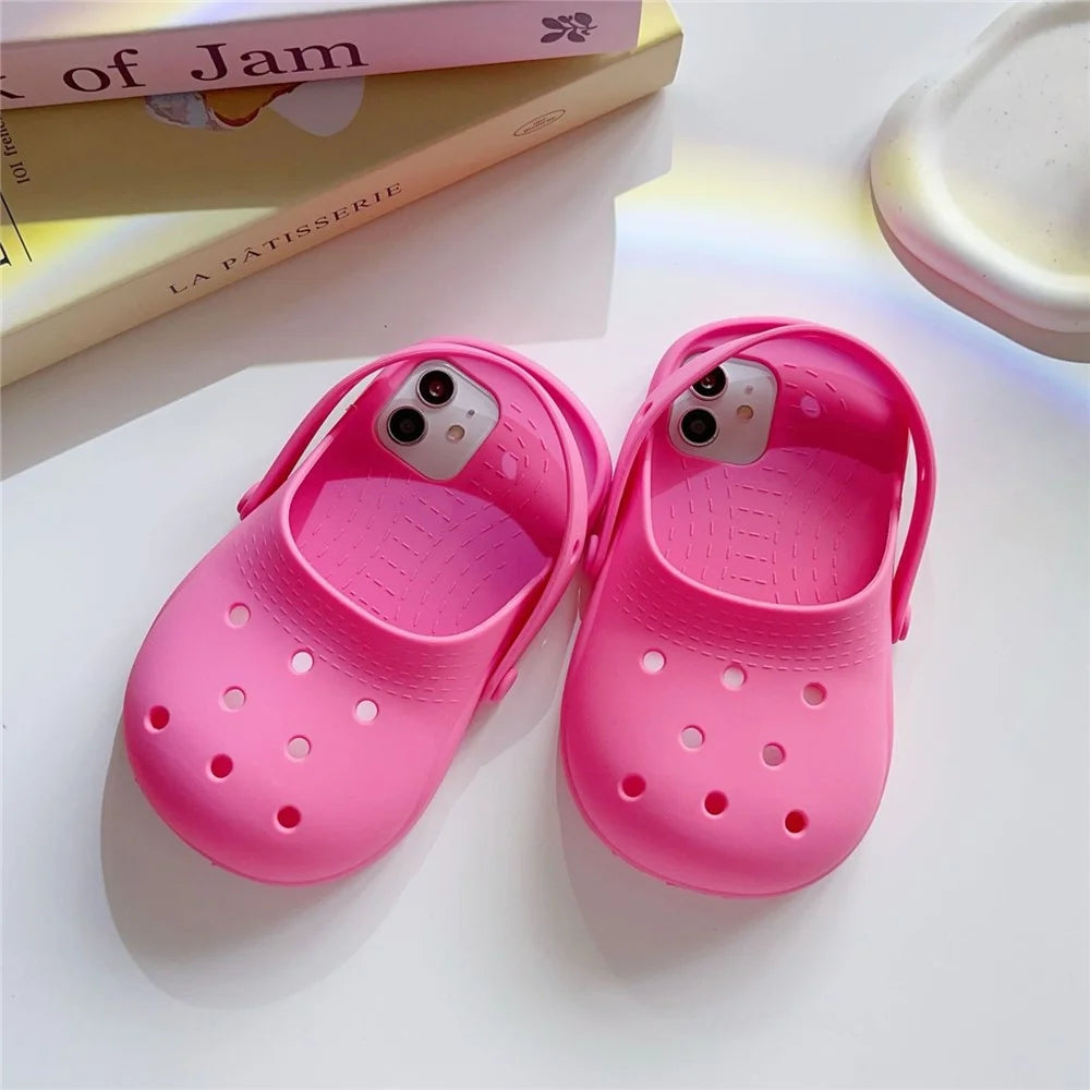 For iPhone 15 Case Cute Sandal-Shaped Design Silicone Phone Cover - Rose - 2