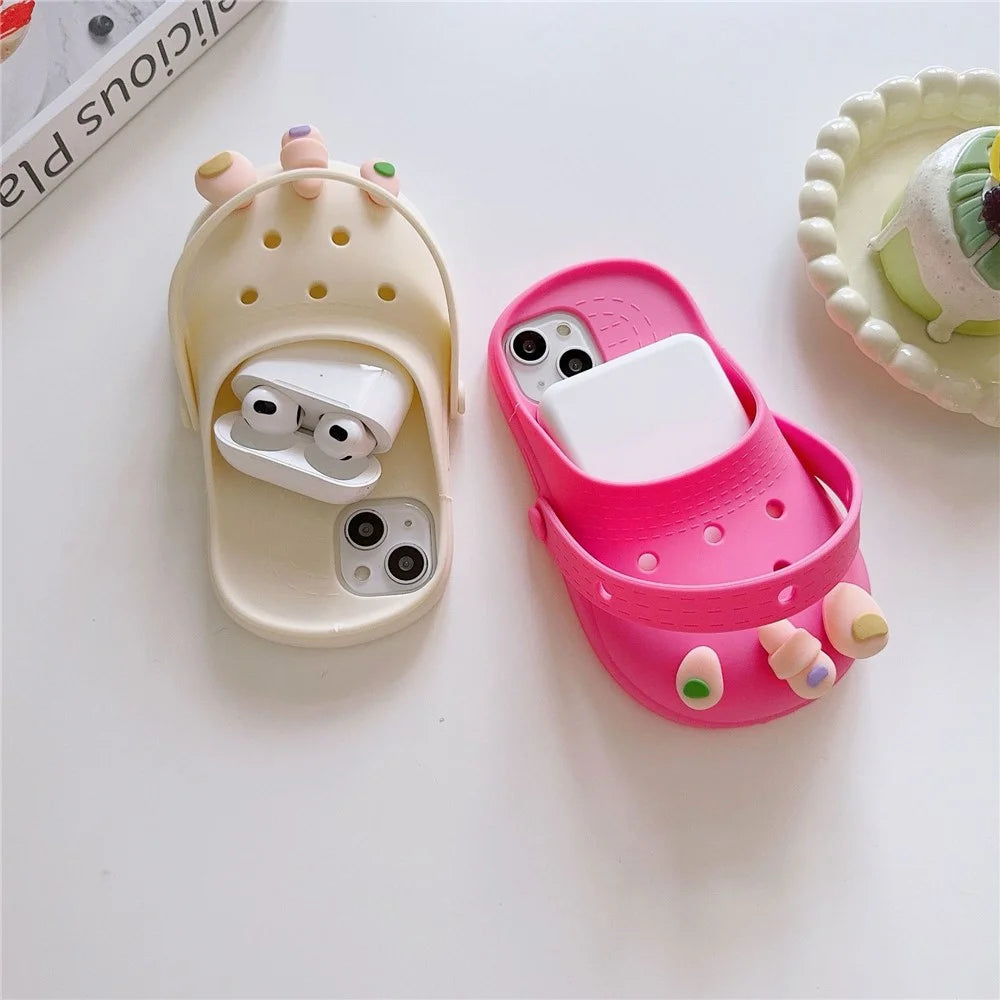 For iPhone 15 Case Cute Sandal-Shaped Design Silicone Phone Cover - Rose - 3