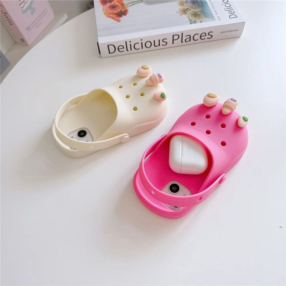 For iPhone 15 Case Cute Sandal-Shaped Design Silicone Phone Cover - Rose - 4
