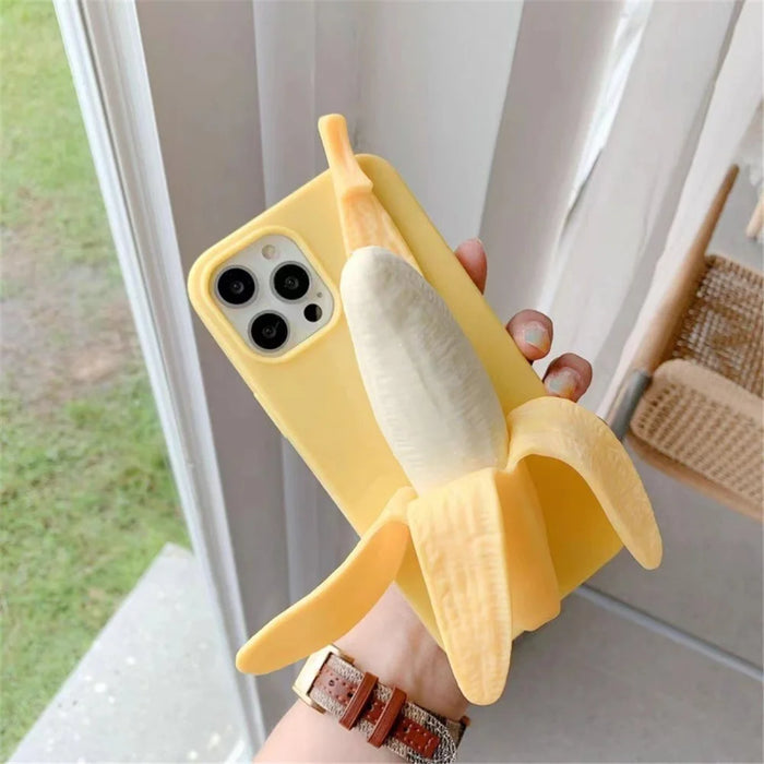 For iPhone 15 Pro Max Case 3D Banana Decor Stress Relief Silicone Protective Cover - 2