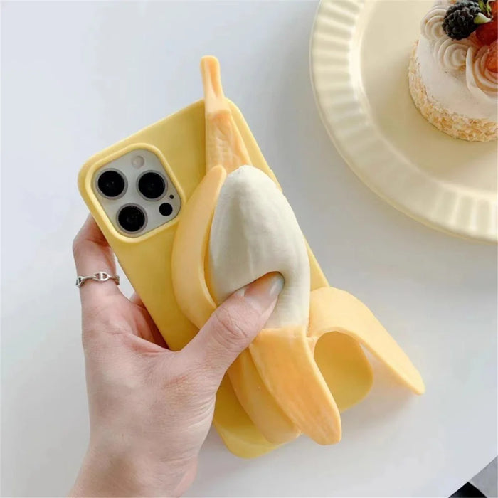 For iPhone 15 Pro Max Case 3D Banana Decor Stress Relief Silicone Protective Cover - 3