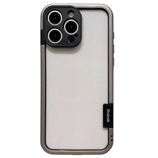 WOLMTT For iPhone 15 Pro Max Case Colorful Frame Soft TPU Clear Phone Cover - Grey - 1