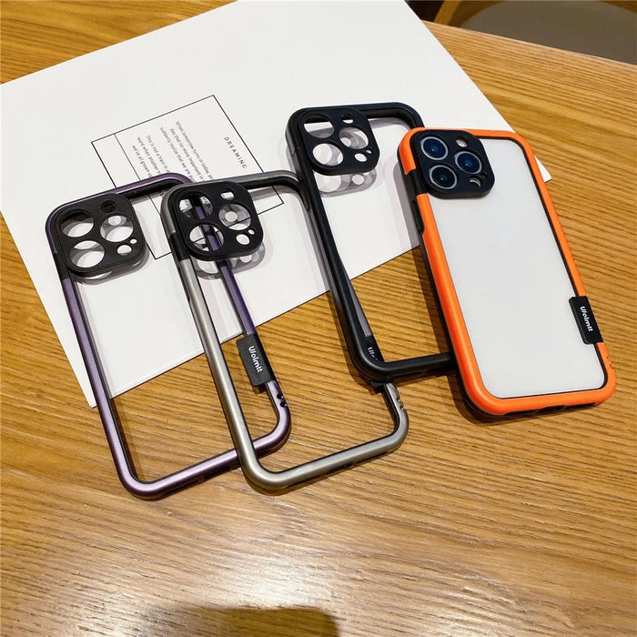 WOLMTT For iPhone 15 Pro Max Case Colorful Frame Soft TPU Clear Phone Cover - Grey - 6